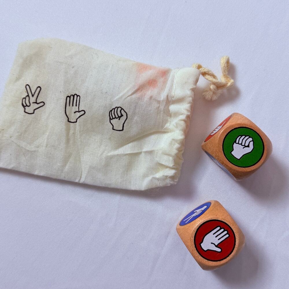 NWOT LEED'S Traveling Rock, Paper, Scissors Wooden Dice Game